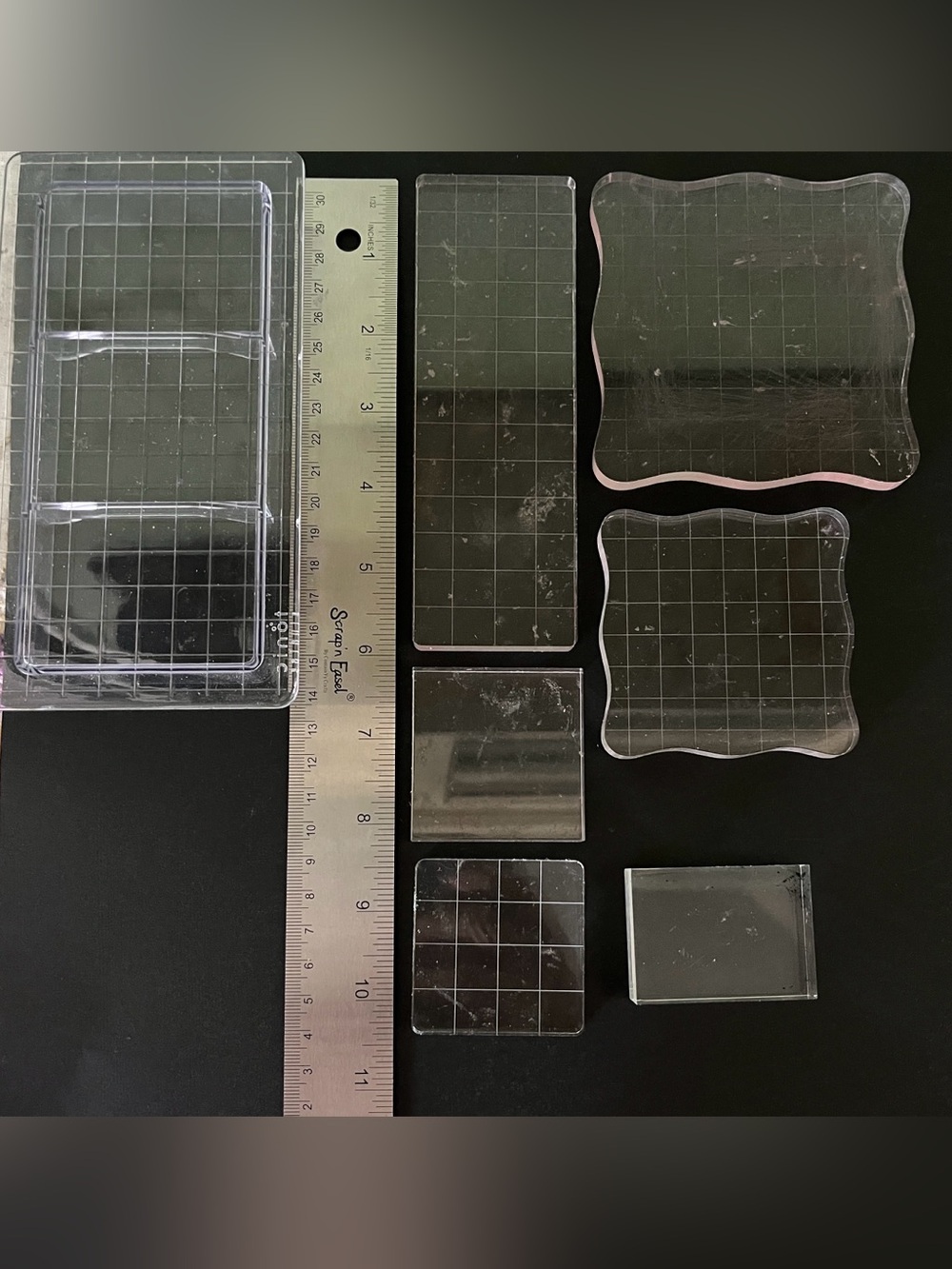 Clear Acrylic Organizer Tray & Assorted Acrylic Stamping Blocks Craft Set